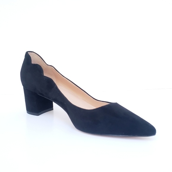 Kate Spade Black Chunky Heel Suede Leather  Pumps - Picture 2 of 7